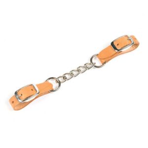 Single Curb Chain & Leather Straps/ Cadena de eslabones individuales y correas de cuero