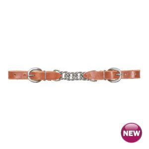5/8" Harness Leather Flat Chain Curb Strap/Arnés de cuero de 5/8" con cadena plana y correa curva